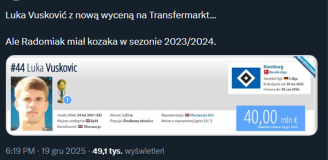 NOWA WYCENA Luki Vuskovicia, który jeszcze w 2024 roku grał w Radomiaku Radom!